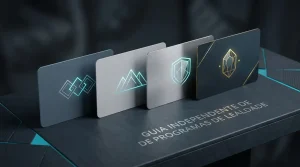 Quatro cartões abstratos de fidelidade dispostos em progressão sobre uma mesa escura